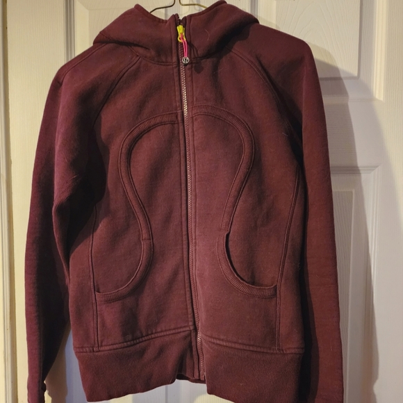 Lululemon Burgundy Scuba Hoodie w/ Lime accent - Picture 1 of 5